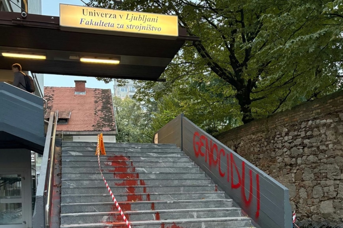 Vandalizem pred Fakulteto za strojništvo povezan z nasprotovanjem sodelovanju v mednarodnem projektu